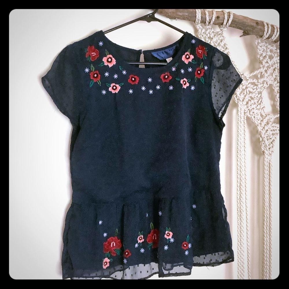 Navy blue embroidered floral top by Alter’d State